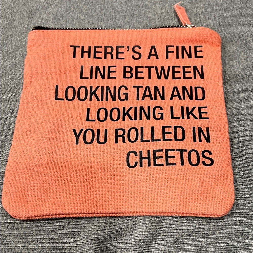 Orange Zipper Pouch with Humorous Text